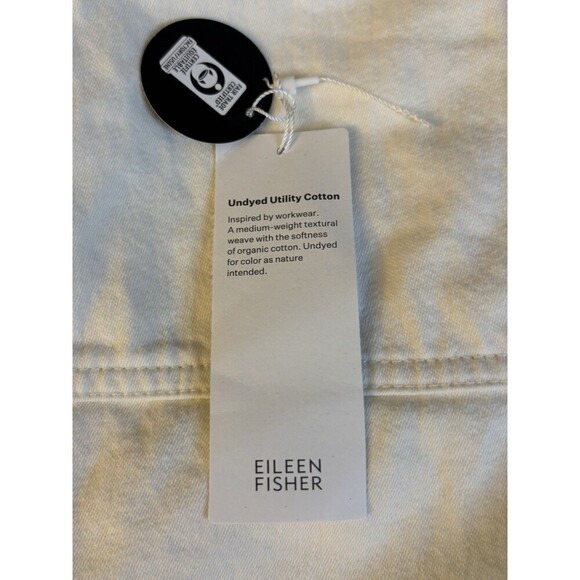 EILEEN FISHER Organic Cotton Tapered Leg Ivory Ankle Pant Women Large Undyed NEW - Picture 8 of 12
